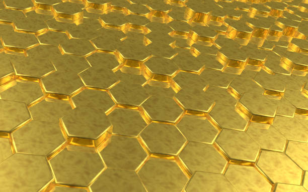 istock Golden Honeycomb hexagonal futuristic surface 1210080679