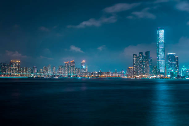 West Kowloon Panorama West Kowloon panorama, on the right International Commerce Centre. ICC is a 118-storey, 484 m (1,588 ft) commercial skyscraper completed in 2010 in West Kowloon, Hong Kong. It is the centerpiece of the MTR Kowloon Station Development. central plaza hong kong stock pictures, royalty-free photos & images