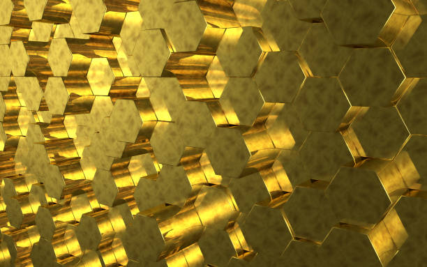 istock Golden Honeycomb hexagonal futuristic surface 1210082429