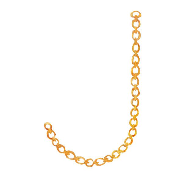 istock Watercolor hand-drawn gold chain. Steampunk collection. Jewelery. 1210087785