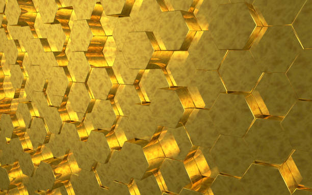 istock Golden Honeycomb hexagonal futuristic surface 1210087842