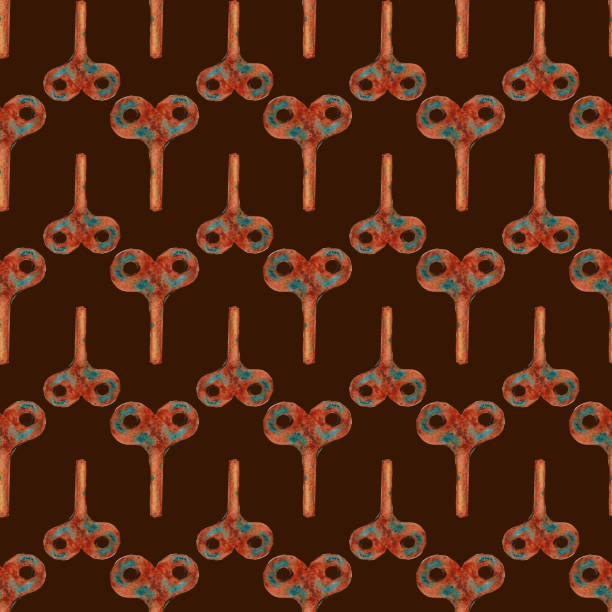 bezszwowy wzór z zardzewiałymi klawiszami steampunk. tło steampunk - copper backgrounds rusty textured stock illustrations