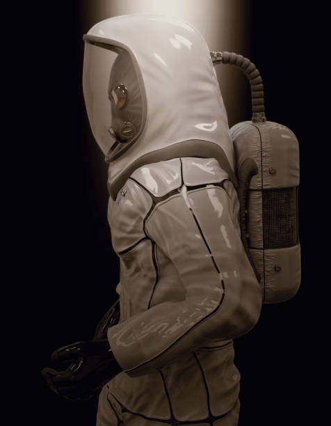istock Man in a biohazard suit on a dark background 3d illustration 1210090976