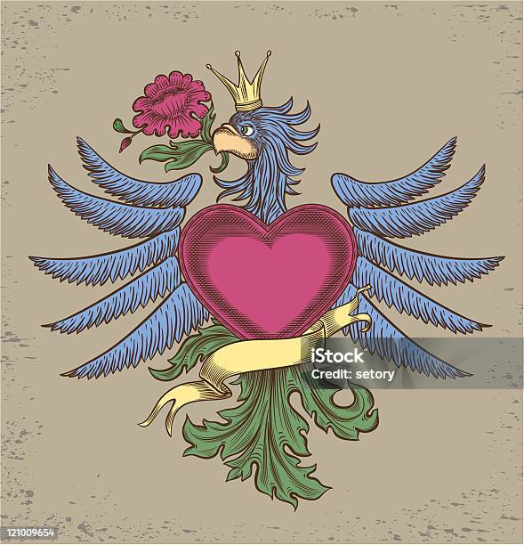 Emblema Com Um Eagle - Arte vetorial de stock e mais imagens de Águia - Águia, Estilo retro, Coroa - Enfeites para a cabeça