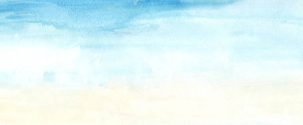 istock Hand drawn illustration light sky blue and light yellow watercolor background. 1210100004