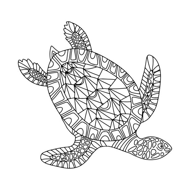 ภาพประกอบสต็อกที่เกี่ยวกับ “วาดด้วยมือเต่า doodle ตกแต่งเวกเตอร์สีดําภาพประกอบแยกบนพื้นหลังสีขาว - animal markings”