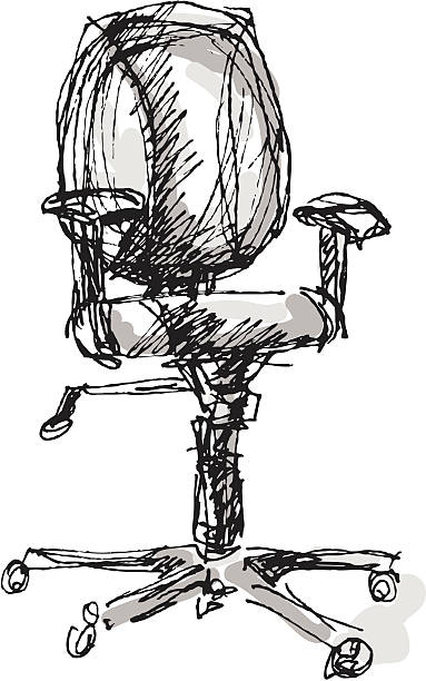 ilustrações, clipart, desenhos animados e ícones de cadeira de escritório - office chair chair furniture scribble