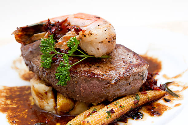 istock Filet of charolais beef with prawns 121010296