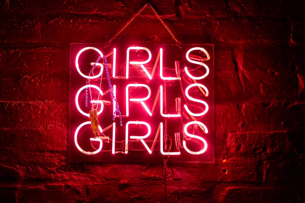 Girls Girls Girls Sign in French Quarter Bar stock photo