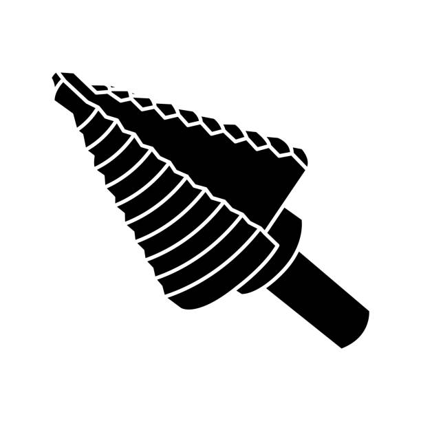 ilustrações, clipart, desenhos animados e ícones de ícone do cone de perfuração de passo - hand drill work tool white white background