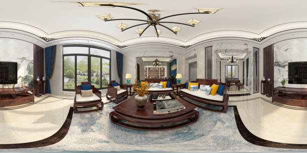 istock 3D Render 360 Degrees Modern Living Room 1210109002