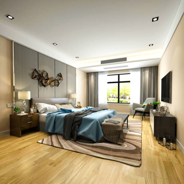 istock 3d render of luxury hotel room 1210109028