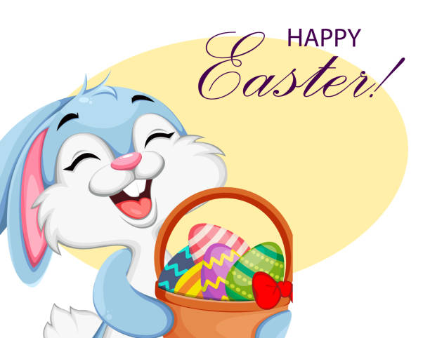 Funny Easter Bunny Cartoon Character Stock Illustration - Download Image  Now - Easter Bunny, Basket, Easter - iStock
