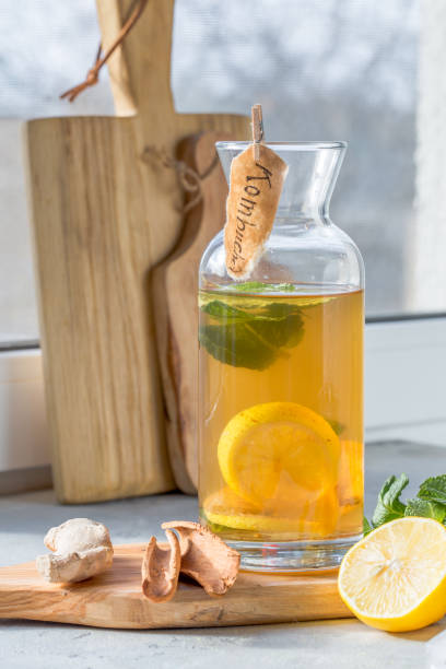 istock Kombucha or cider fermented drink in bottle. Heathy probiotic drink 1210111017