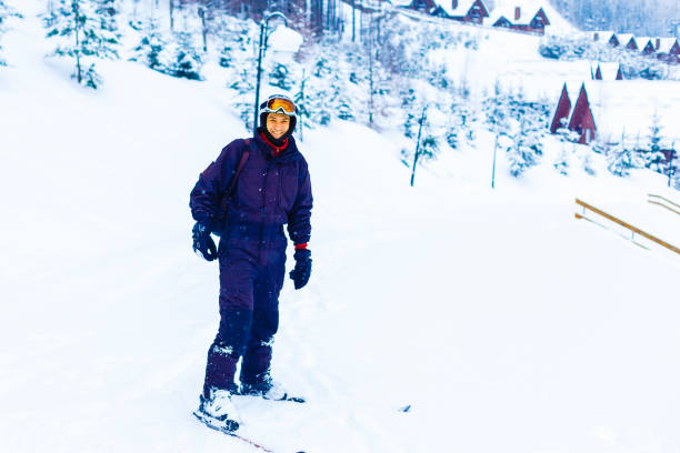 Ski lovers, cross country man skiing