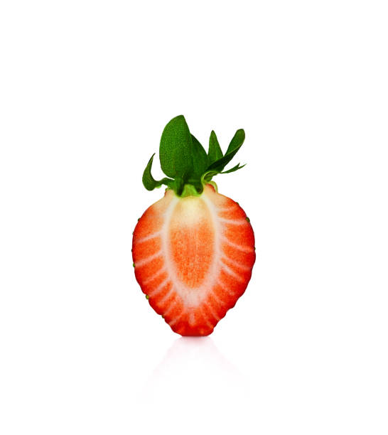 istock Half strawberry fruit isolated on a white background. Close up 1210118268
