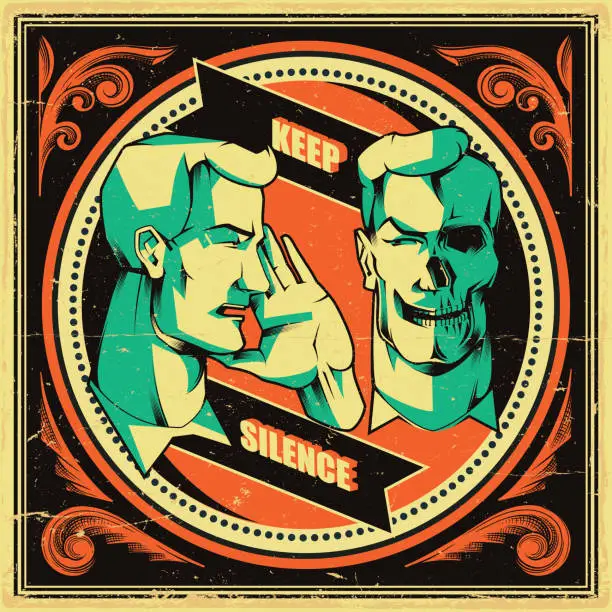 Vector illustration of Keep Silence poster, be quiet symbol