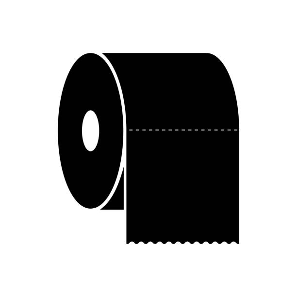 illustrations, cliparts, dessins animés et icônes de icône noire de rouleau de papier de toilette d’isolement sur le fond blanc. illustration de vecteur - public restroom bathroom restroom sign sign