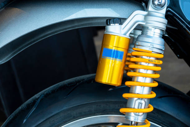 istock Close Up of Motorcycle shock absorber spring 1210132112