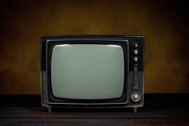 istock Old portable tv, black screen 1210134127