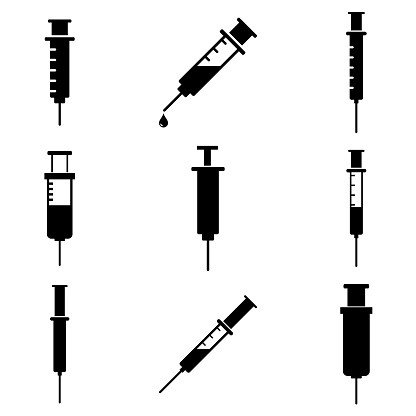 Syringe set icon, logo isolated on white background