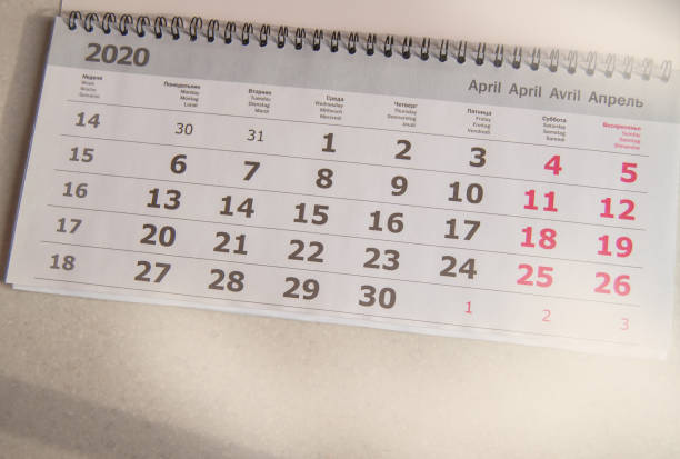 istock April 2020 calendar on paper with a spiral, top view, date planner 1210140645