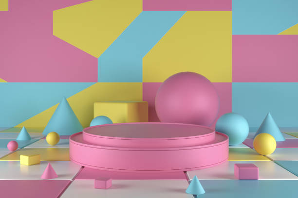 istock 3d render, abstract geometric background, cylinder podium, minimalistic primitive shapes, modern mock up, blank template, empty showcase, shop display 1210141922
