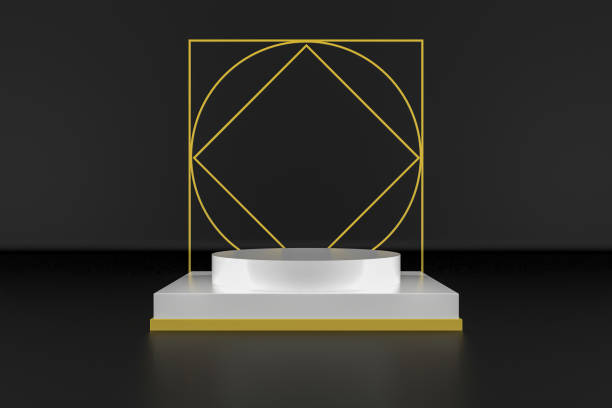 istock 3d render, abstract geometric background, cylinder podium, minimalistic primitive shapes, modern mock up, blank template, empty showcase, shop display 1210142728