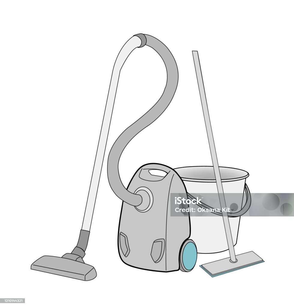 Vacuum Cleaner Mop And Bucket The Concept Of Cleanliness And Cleaning  Vector Illustration Stock Illustration - Download Image Now - iStock