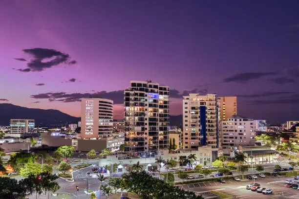 Photo of Cityscape at the Port of Cairns at dusk in Queensland, Australia