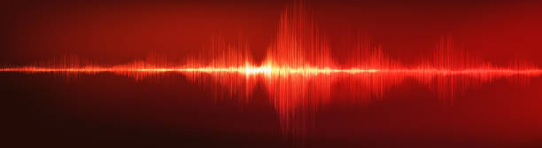 istock Panorama Red Digital Sound Wave Low and Hight richter scale with on Red Background,technology and earthquake wave diagram concept,design for music studio and science,Vector Illustration. 1210146350