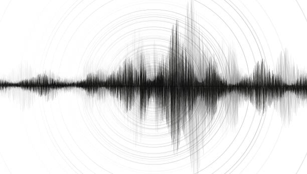 istock Black Earthquake Wave with Circle Vibration on White paper background,audio wave diagram concept,design for education and science,Vector Illustration. 1210146417