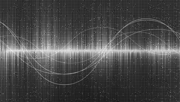 Digital Sound waves on gray background,technology and earthquake wave concept,design for music industry,Vector,Illustration. vector art illustration