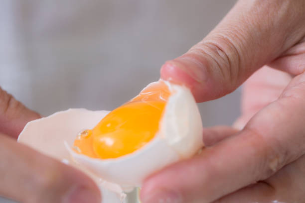 uovo - break eggs domestic kitchen breaking foto e immagini stock