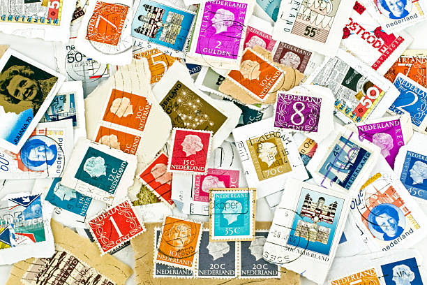istock Many old used post stamps from the Netherlands 121014871