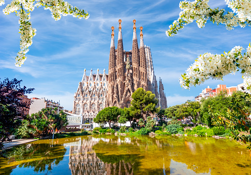 Sagrada Familia Cathedral in spring, Barcelona, Spain