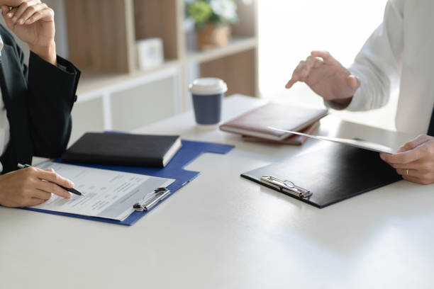 istock Candidate with resume at job interview with human resource, Recruitment concept. 1210152143