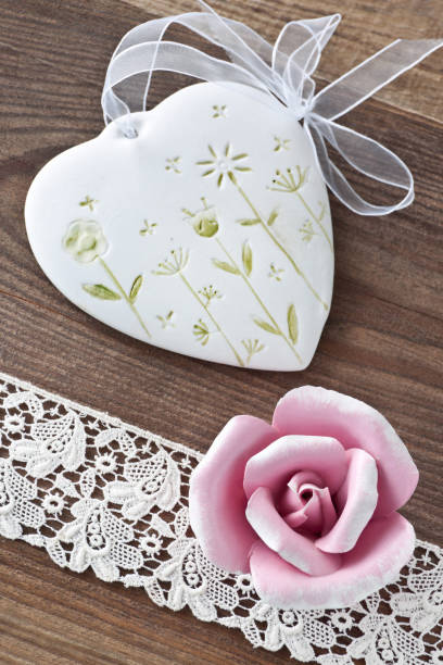istock Decoration heart on wooden background 1210156941