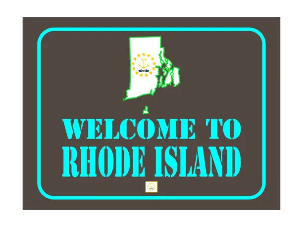 Vector illustration of Welcome to Rhode Island sign with flag map Vector illustration Eps 10