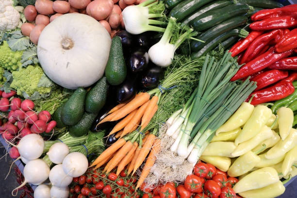 istock Group of various vegetables and as background 1210157522