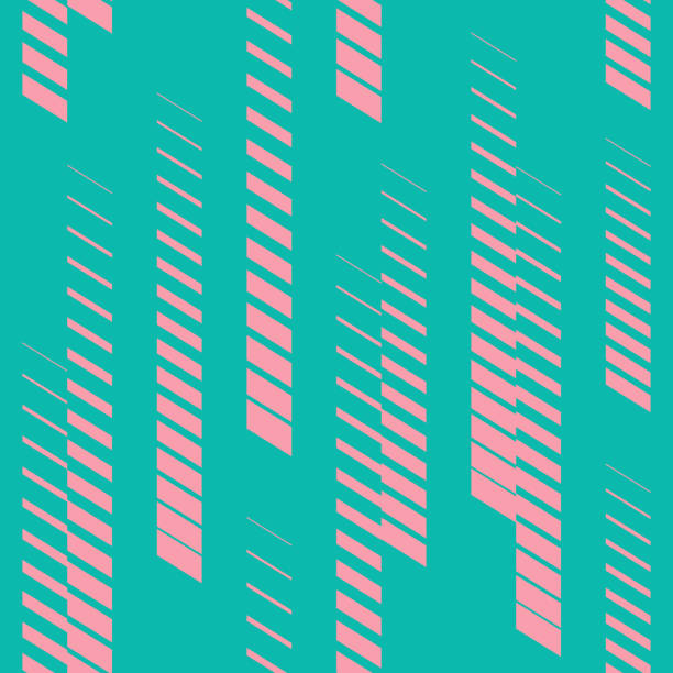 Geometric seamless pattern with vertical fading lines, stripes, Abstract geometric seamless pattern with vertical fading lines, tracks, halftone stripes. Trendy vector background in bright neon colors, turquoise and pink. Sport style texture. Digital urban art 1990s style stock illustrations