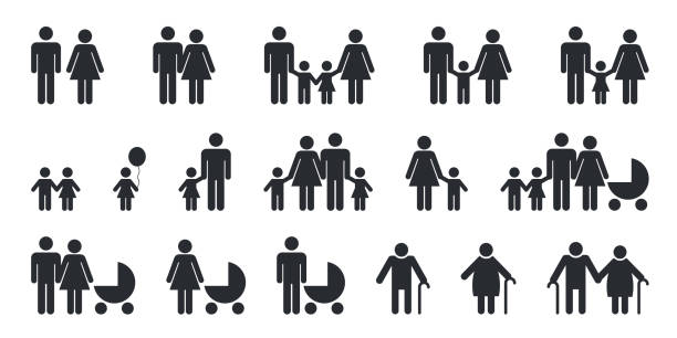 Family People Pictogram Set - Vector Family People Pictogram Set - Vector Illustration vector love care old stock illustrations