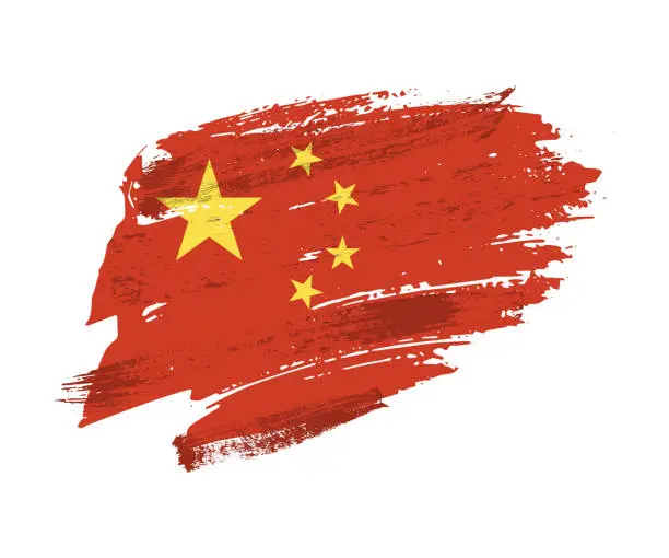 Vector illustration of Vector Illustration grunge texture Chine flag