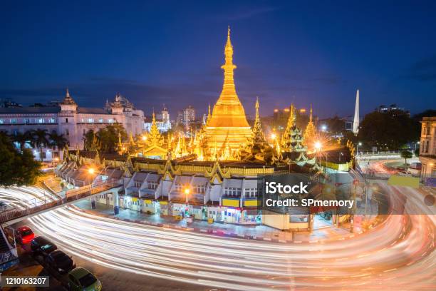 The Sule Pagoda Is A Burmese Stupa Located In The Heart Of Downtown Yangonanother Name In Burmese As The Kyaik Athok Zedi Is Surrounded By Busy Streets Stock Photo - Download Image Now
