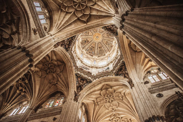 à l’intérieur de la cathédrale de salamanque - architectural styles western europe salamanca province european culture photos et images de collection