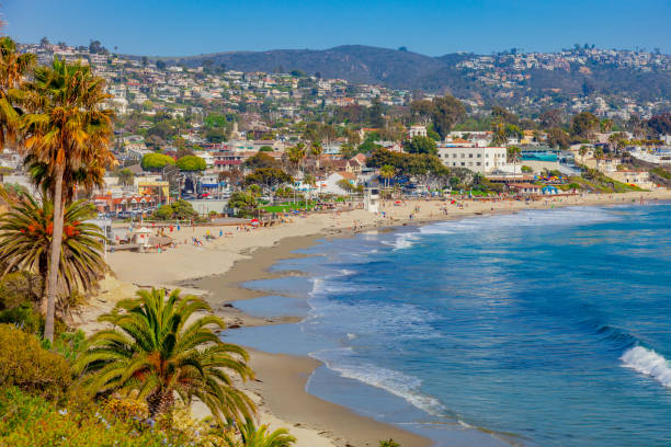 costa del océano pacífico de laguna beach a lo largo de la ruta 1, condado de orange, ca - route 1 pacific ocean beach cliff fotografías e imágenes de stock