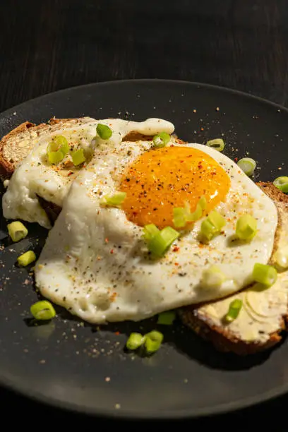 Fried egg on buttered bread