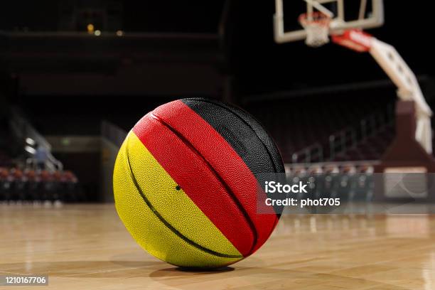 Germany German Deutschland Flag On Basketball With Mask Stock Photo - Download Image Now