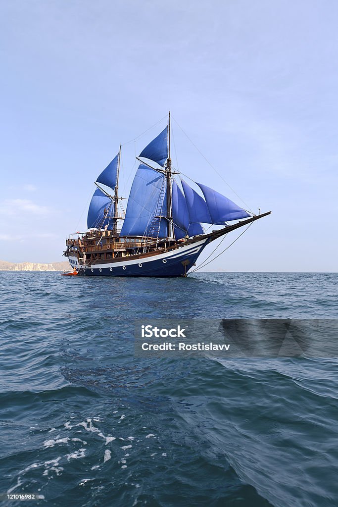 Ancient ship Ancient ship near Komodo island Sailboat Stock Photo