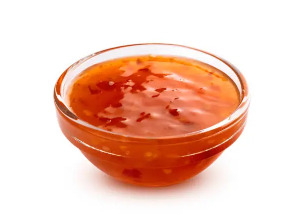 Sweet and sour sauce isolated on white background with clipping path